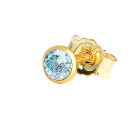 NKlaus Single Stud Earrings Genuine Blue Topaz Yellow Gold 333 8 Carat Gold Small Earring, Yellow Gold, Topaz