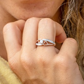 Diamond Promise Ring in 10k Rose Gold and Sterling Silver 1/10 cttw HI Color, I2-I3 Clarity - Ring Size 5