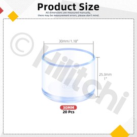Hilitchi 20PCS Round Furniture Leg Caps 1.18" x 1" Anti-Slip Chair Leg Floor Protectors Vinyl Flexible Chair Leg Floor Protectors for Chair Table Bed(Transparent)