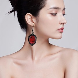 Juego de joyas góticas góticas de Halloween, collar gótico de cuervo de camafeo, collar clásico de cuervo de estilo punk, aretes Victoria de bruja mística, accesorios de disfraz de Halloween para