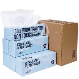 RPE Life XL Disposable Face Towels, 100% Biodegradable, Non-Toxic, Unscented Facial Towelettes for Face Washing, Ultra Soft Makeup Remover Dry Wipes, Thick Clean Towels for Sensitive Skin, 360 Count (6 Pack)