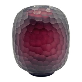 Bergamo Art 10" Decorative Handmade Glass Purple Patterned Oval Vase