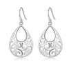 Sterling Silver Filigree Minimalist Design Of Peacock Dangle Drop Earrings