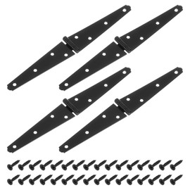 sourcing map 4Pcs Strap Hinges, 5 Inch Shed Door Hinges Heavy Duty Gate Hinge Tee Hinge with Screws for Wooden Fences Yard Doors Barn Gate, Black