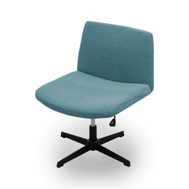 Dimatic Armless Office Chair Covers Criss Cross Wide Desk Chair Cover Slipcover Stretch Jacquard Swivel Computer Chair Covers for Home Office-Turquoise, 1pcs