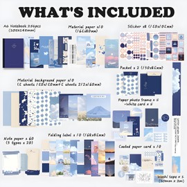 ROEOWENE 377pcs Tagebuch Mädchen Sticker Bullet Journal Zubehör Scrapbooking Set DIY Scrapbook Zubehör Junk Journaling Zubehör Notizbuch Geburtstag Geschenk Mädchen 9 10 11 12 Jahre Bastelset Teenager