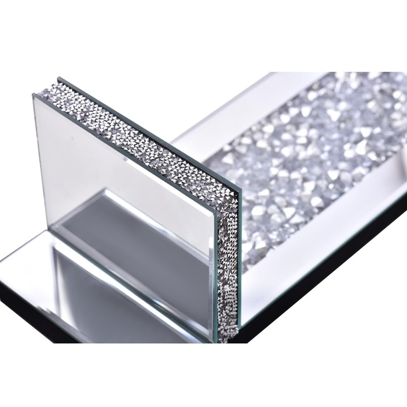 Aeveco Crystal Crush Diamond Mirrored Candle Sconces, Silver Wall Candle