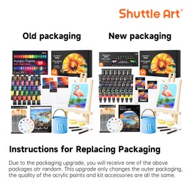 Shuttle Art 54 Pack Acrylic Paint Set, Acrylic Painting Set with 30 Colors Acrylic Paint, Wooden Easel, Painting Canvas, Paint Brushes, Palette, Art Painting Supplies for Kids Adults Beginner Artists