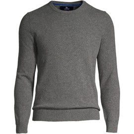 Lands' End Mens Fine Gauge Cashmere Sweater Charcoal Heather Regular Medium