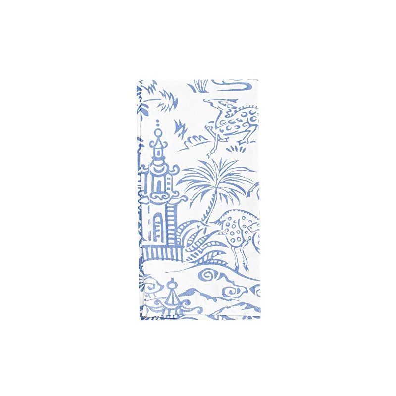 Caspari Pagoda Toile Blue White Set of 4 Hand Printed