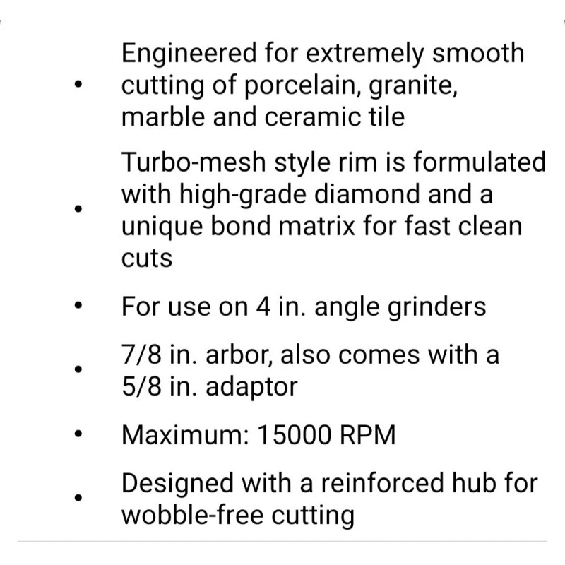 Ridgid Mesh-X 4" Diamond Mesh Blade For Porcelain, Ceramic, Marble,