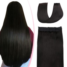 SURNEL Haol Hair Extensions #1B Off Black Invisible Fish Line Wire Hair Extensions 14 inch 65g(#1B,14inch)