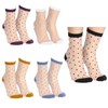 Hariendny 5 Pairs See-Through Socks Colorful Striped Dot Ultra-Thin Glass
