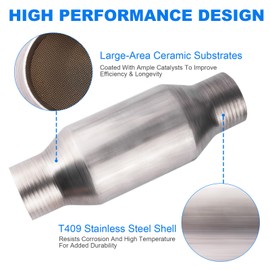 Yeoflagtrade Catalytic Converter 3 Inch 2 Pcs, High Flow Universal Catalytic Convert Inlet Outlet 3 In, Direct-Fit Catalytic Convertor with O2 Port (EPA Compliant)