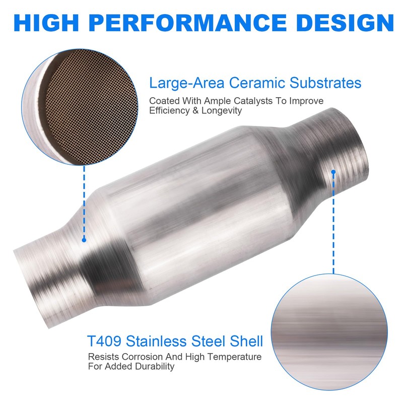 Yeoflagtrade Catalytic Converter 3 Inch 2 Pcs, High Flow Universal