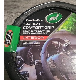 Turtle Wax Steering Wheel Cover 14.5-15.5" Turtle Wax Sport Comfort Black Grip-Silver trim
