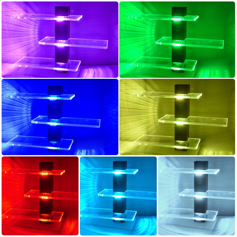 3 Tier Acrylic Wall Mounted Display Shelf with Lighting Display
