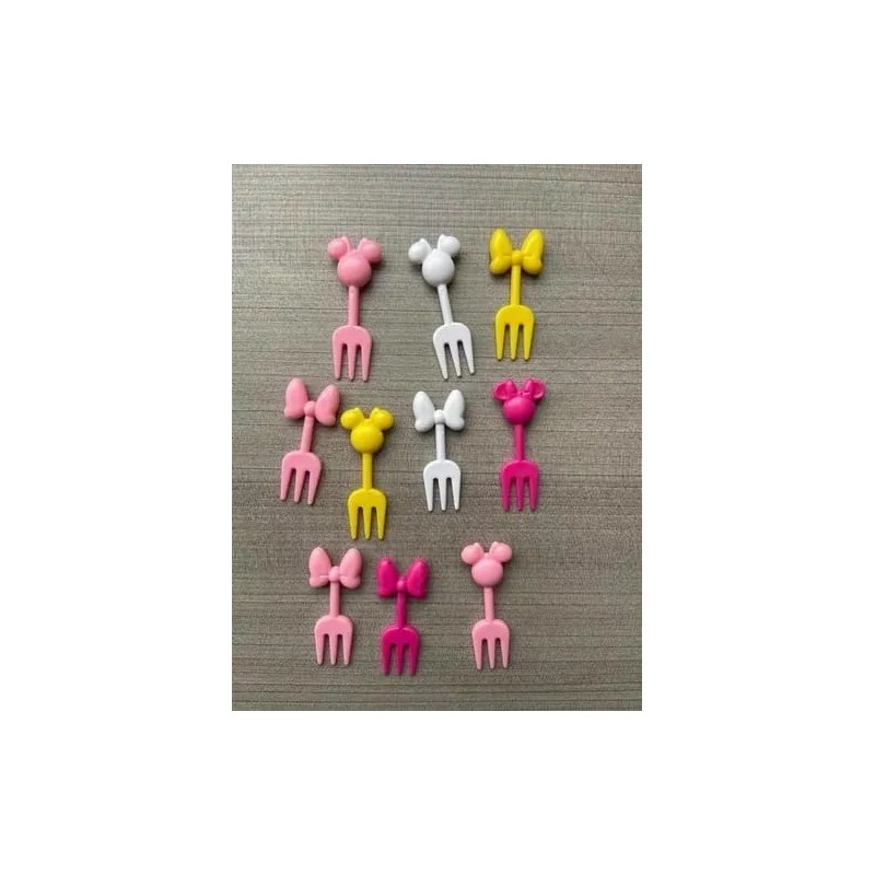 K&H Mini Palillos Diseño Animales Niños 10 Pz Tenedores Minnie