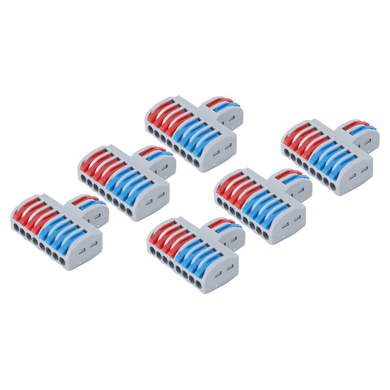 6PCS 2 in 8 Out Terminal Blocks 8 Way Butt