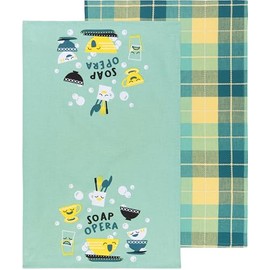 Jubilee Danica Kitchen Cloth Dishtowel Set of 2-100% Cotton - Casual Style - Soap Opera-Inspired