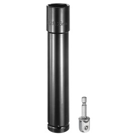 sourcing map Deep 6-Point Impact Socket 1/2" Drive 26mm Metric Socket 8" Length with 1/4" Hex Shank Adapter, CR-V Steel Socket Adapter Accessory Tool Set Kit for Hex Bolts Nuts