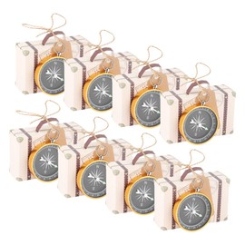 Jenngaoo Pack of 20 Gift Box Compass, Suitcase Shape Boxes with Kraft Tags Decorative Souvenirs for Wedding Baby Shower Wedding Travel Party (Gold)