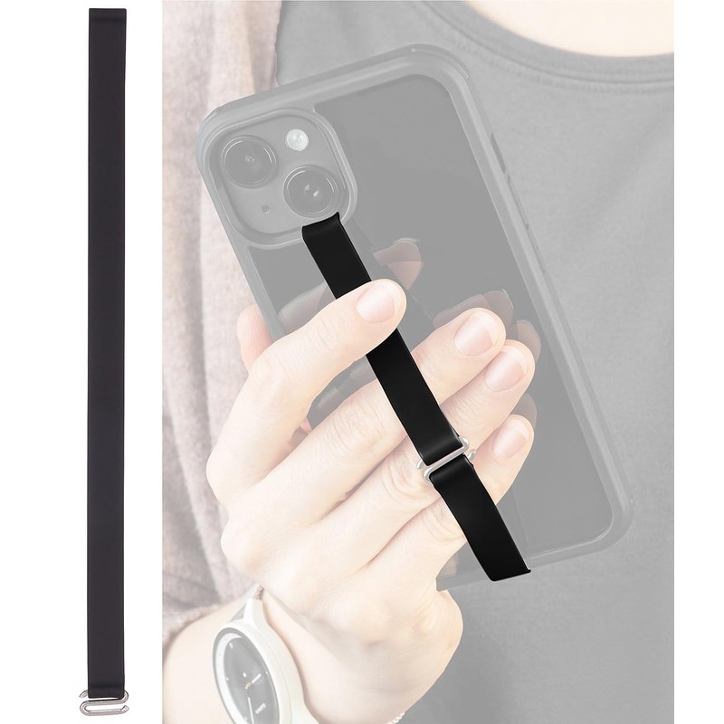 PEARL Universal-Finger-Handyhalterung aus Silikon, schwarz, 230 mm