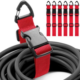 Wowangce 6 Pack 17 Inch Adjustable Extension Cord Holder Organizer with Triangle Clips for Garage Organization and Storage Heavy Duty Extension Cord Hanger for Men Workshop (Red)