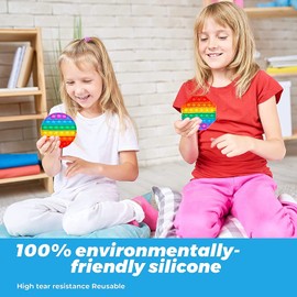 4 Pack Pop It Pop Its Rainbow Pop Fidget Toys Poppet Push Pop Bubble Fidget Toy for Kids and Adults, Fidget Popper Stress Relief 4 Shapes Fidget Poppers Circle, Square, Octagon, Heart (Rainbow-2pack)