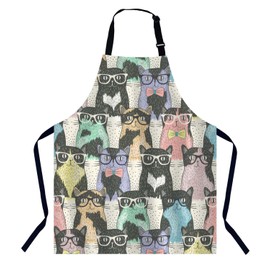 BGBDEIA Hipster Cute Cats Kitchen Apron for Women Men, Unisex Adjustable Cooking Apron, Waterproof Apron for Home Kitchen, Restaurant, Coffee House