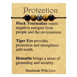 yfstyle Crystal Healing Stones Bracelets Healing Spiritual Crystal Bracelets for Women Men Amethyst Anxiety Bracelets Empath Protection Bracelet Natural Gemstones Bracelets Jewelry Gifts-Protection