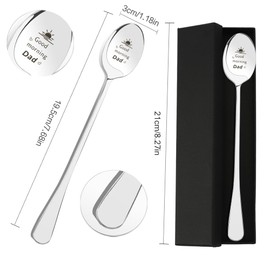 Gifts for Dad Daddy from Daughter Son Best Dad Fathers Day Birthday Christmas Valentines Thanksgiving Gifts Thoughtful Coffee Lovers Tea Lovers Gift Steel Mental Spoon Presents for Daddy Engraved