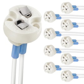 DiCUNO Bi-Pin Base, G4, MR16, G6.35, GY6.35, GX5.3 GZ4 MR11, GU5.3, Halogen Incandescent Led Socket Ceramic Wire Connector Base Socket (10pcs)