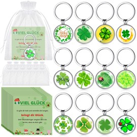 Kasyat 12 sets of gifts including 12 key rings, 12 cards, 12 organza bags for farewell, thank you, Christmas, New Year's Eve, colleagues, friends, as shown in the picture