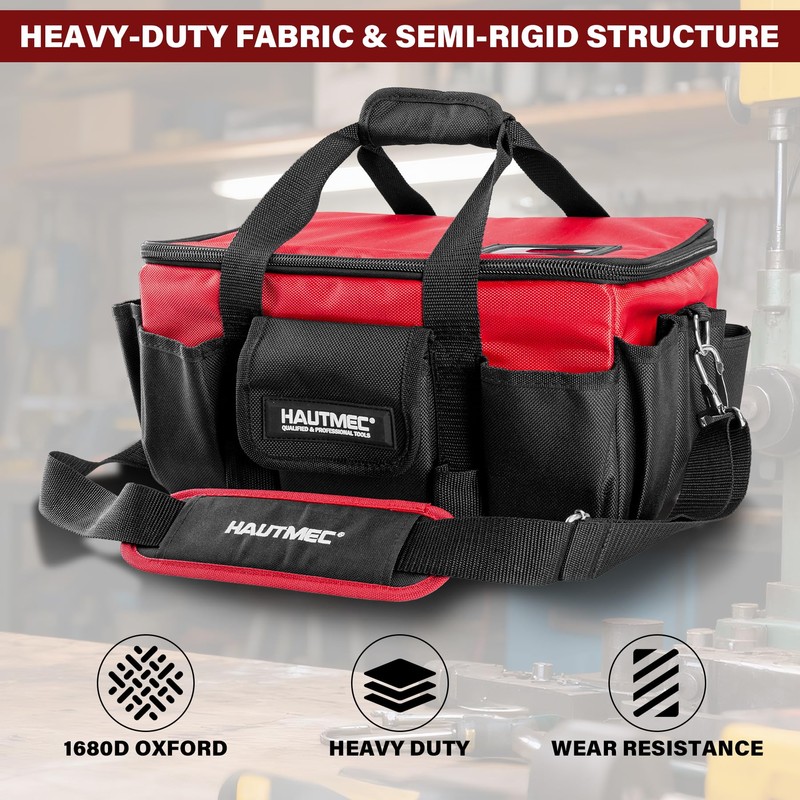 HAUTMEC 16-Inch Tool Bag, Heavy-Duty 1680D Tool Box with Padded
