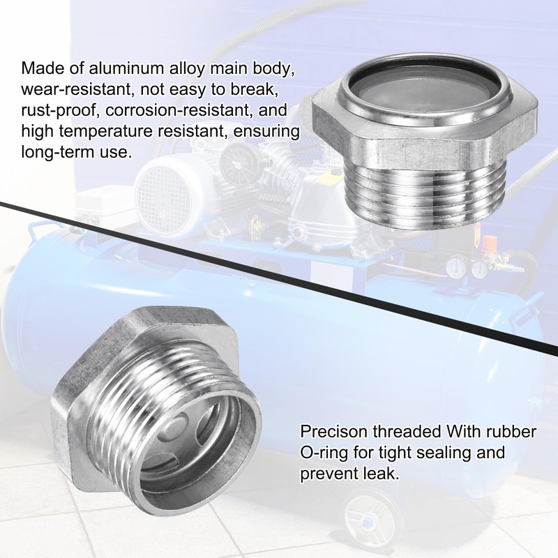 M METERXITY Air Compressor Oil Sight Glass, 1" NPT Toughened