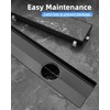 HTOH Shower Drain Offset for Bathroom: 18-Inch Black Linear Shower