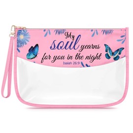 Sfodiary Religious Gifts for Women Makeup Bag Inspirational Birthday Christian Bible Verse Gift for Women Clear Cosmetic Bag Motivational Christmas Graduation for Mom Sister Friends Travel Pouch