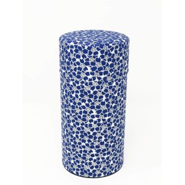Kitsusako Kyoto-born Yuzen Paper Tea Canister, Cherry Blossom Pattern [Suppresses the Degradation of Tea Leaves] / Tea Canister / Tea Caddy / Tea Pot Storage Container (Blue (7.1 oz (200 g)