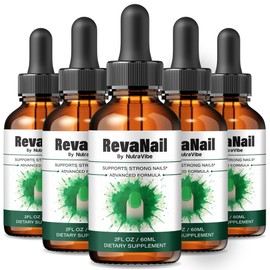 (5 Pack) RevaNail – Premium Nail Drops Formula with Science-Backed Ingredients, Reva Nail Supports Healthy Nails, Skin Hydration, and Foot & Toenail Care | Easy-to-Use Daily (150 Servings)