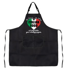 LEVLO Italian Aprons For Cooking Italian Chef Gift Italian Inspired Gift Italian Kitchen Apron With Pocket Waterproof (ITALIAN FOOD apron uk)