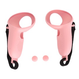 VR Controller Silicone Grips Cover Stable Prevent Slip Protective Silicone Grips Cover with Adjustable Controller Hand Straps Pink