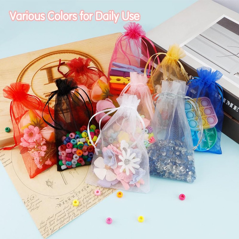 Organza Bags 4x6,50Pcs Sheer Mesh Bags Drawstring,Small Mesh Gift Bags,Drawstring