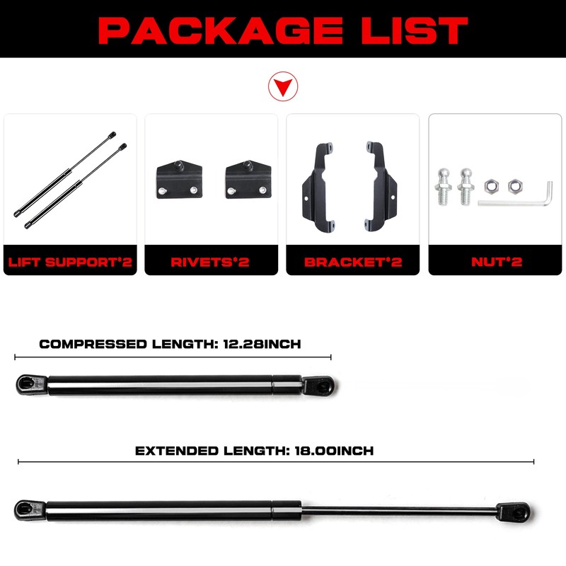 BESTAOO Front Hood Lift Supports Shocks for 2018-2024 2025 Jeep