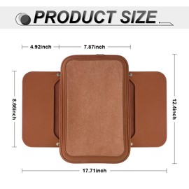 SINGARO Car Leather Center Console Cover with 2 Storage Bags, Universal Furry Fluffy Car Armrest Seat Box Pad, Comfortable Car Interior Accessories, Fits for Most Vehicles (Orange)