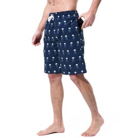 UIQUR Mens Swim Trunks Board Shorts Swim Shorts Quick Dry 9 Inch Beach Swimwear Blue Jellyfish XL