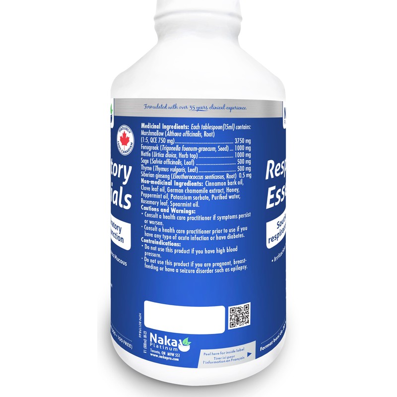 600ml Naka Platinum Respiratory Essentials, Supports Respiratory and Bronchial Function,