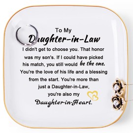 Piudee Daughter in Law Gifts from Mother in Law, Jewelry Dish Ring Trinket Dish for Daughter in Law Birthday Valentines Mother's Day Christmas Wedding Gift for Daughter in Law