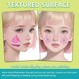 DELORIGIN 2Pcs Face Painting Practice Board Kit A4 Reusable Makeup Paint Practice Set Facial Painting Exercise Template Stage Make-up Look Designs Tool Paint Supplies for Makeup Beginner