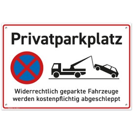 HAGEFOL® Privatparklplatz Sign (30 x 20 cm, Large), with 4 Drill Holes, Parking Sign for Private Parking, Keep Driveway Free Signs